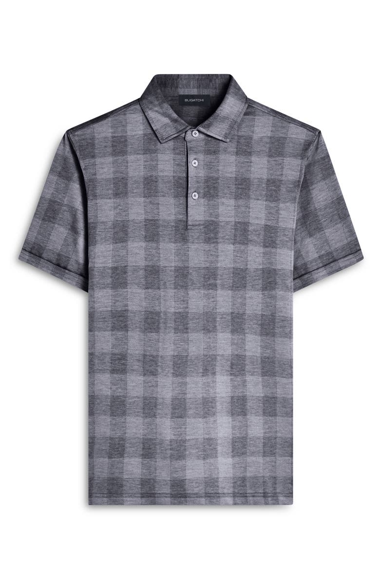 Bugatchi Plaid Short Sleeve Cotton Polo, Alternate, color, Navy