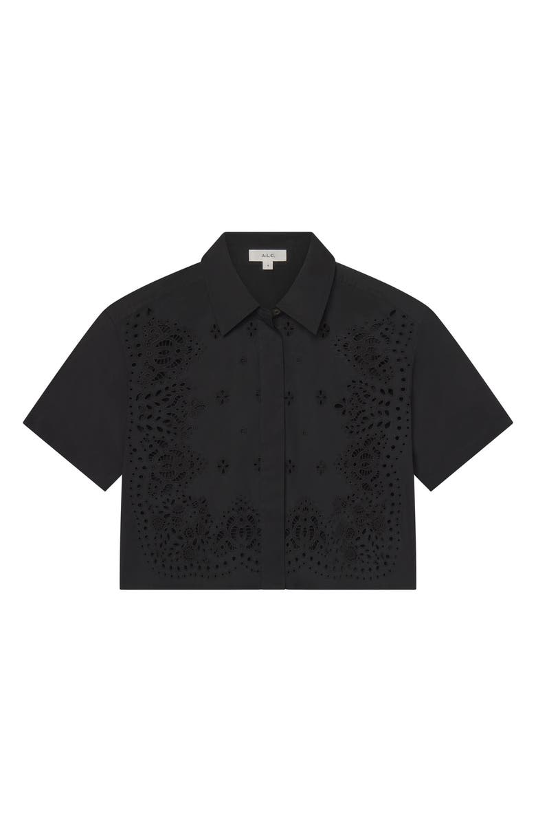 A.L.C. Jade Eyelet Boxy Crop Shirt, Alternate, color, Black