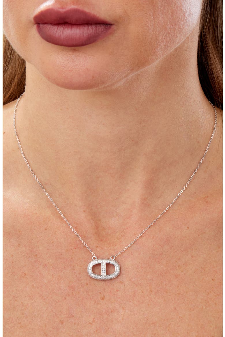 Cubic Zirconia Link Necklace, Main, color, WHITE