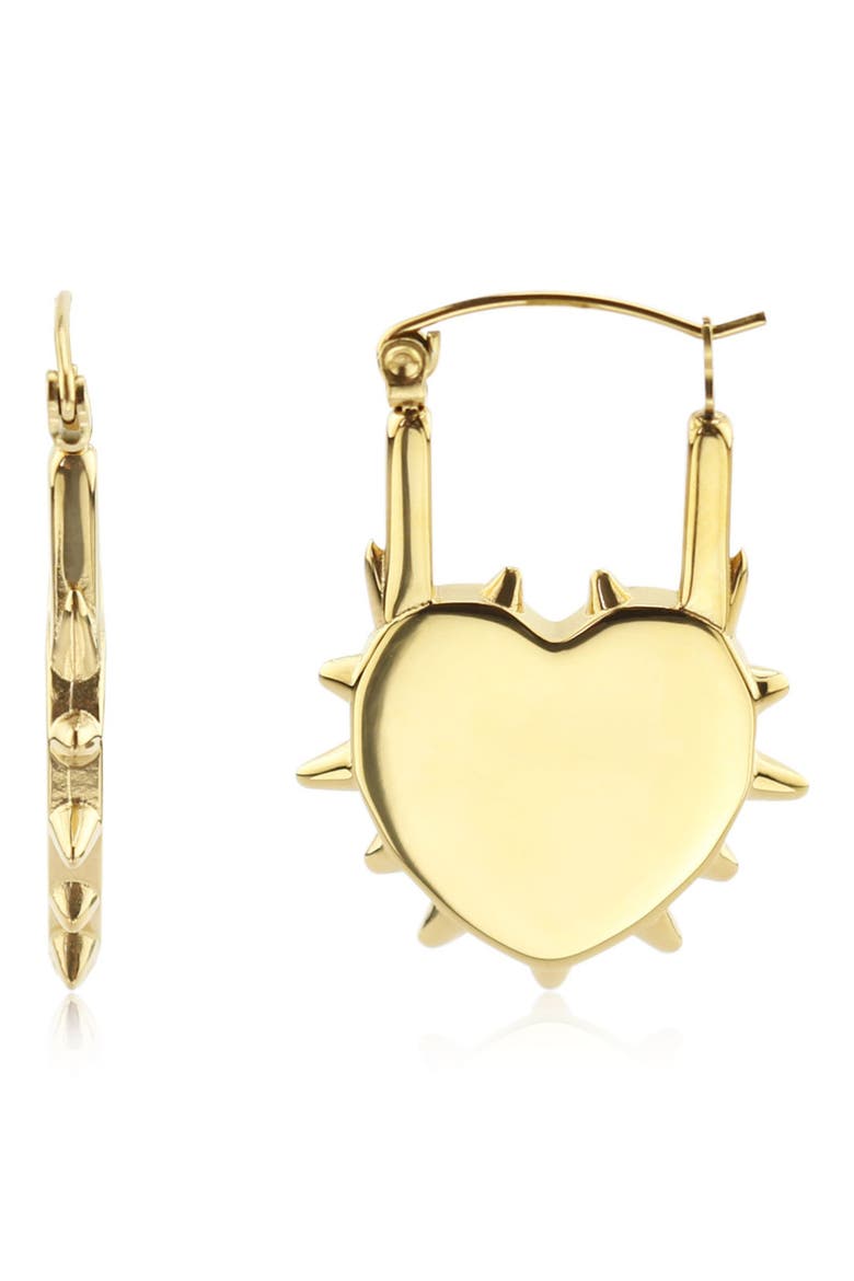 Spiked Heart Huggie Hoop Earrings, Main, color, GOLD