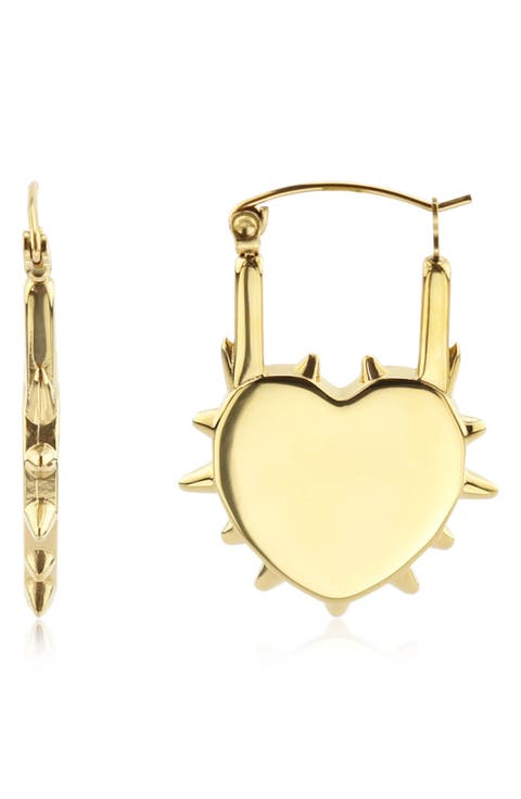 Spiked Heart Huggie Hoop Earrings
