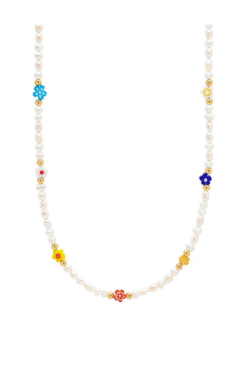 Pearl Choker With Flower Beads