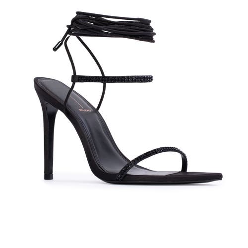 Black Suede Studio Lauren100 Strappy Sandal In Black