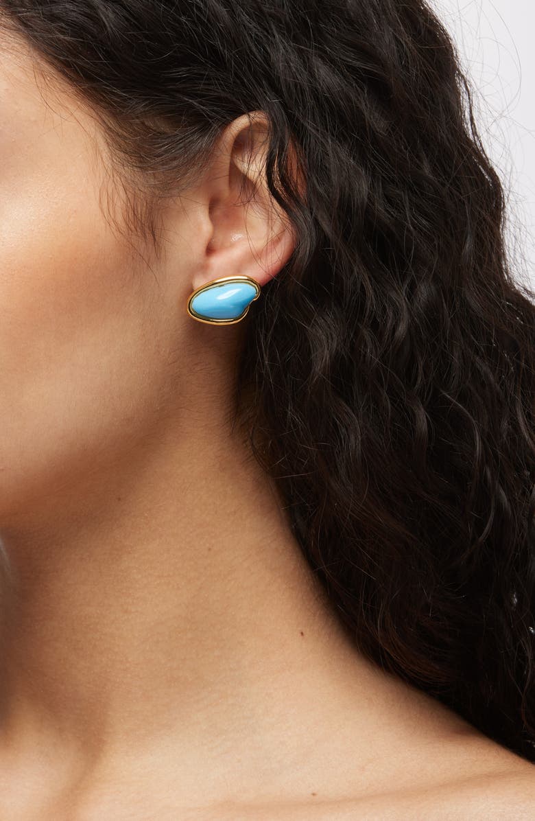 Oscar de la Renta Resin O-Stud Earrings, Alternate, color, Light Blue