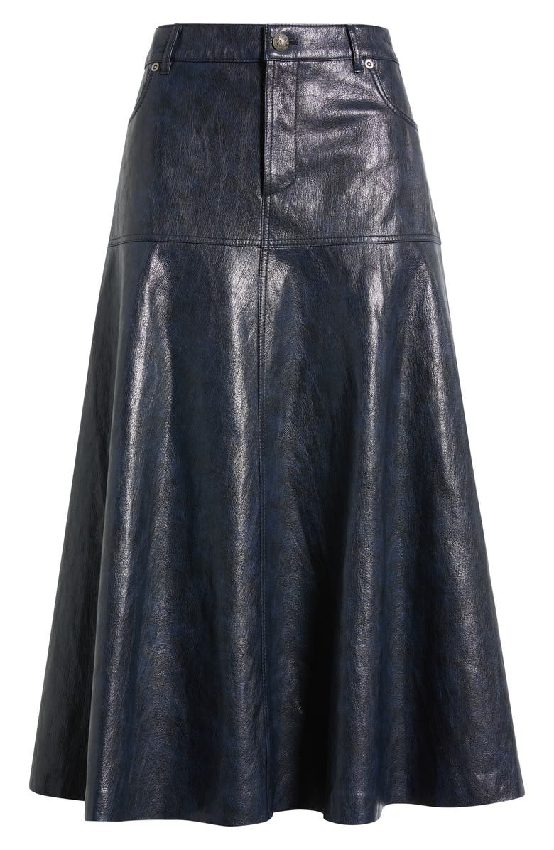 KOBI HALPERIN Rhea Faux Leather Midi Skirt, Alternate, color, Navy