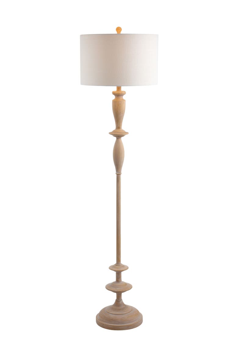 Aldrin 63.5" Resin LED Floor Lamp, Brown wood finish, Alternate, color, Brown