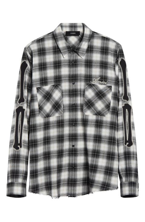 Bones Appliqué Flannel Overshirt