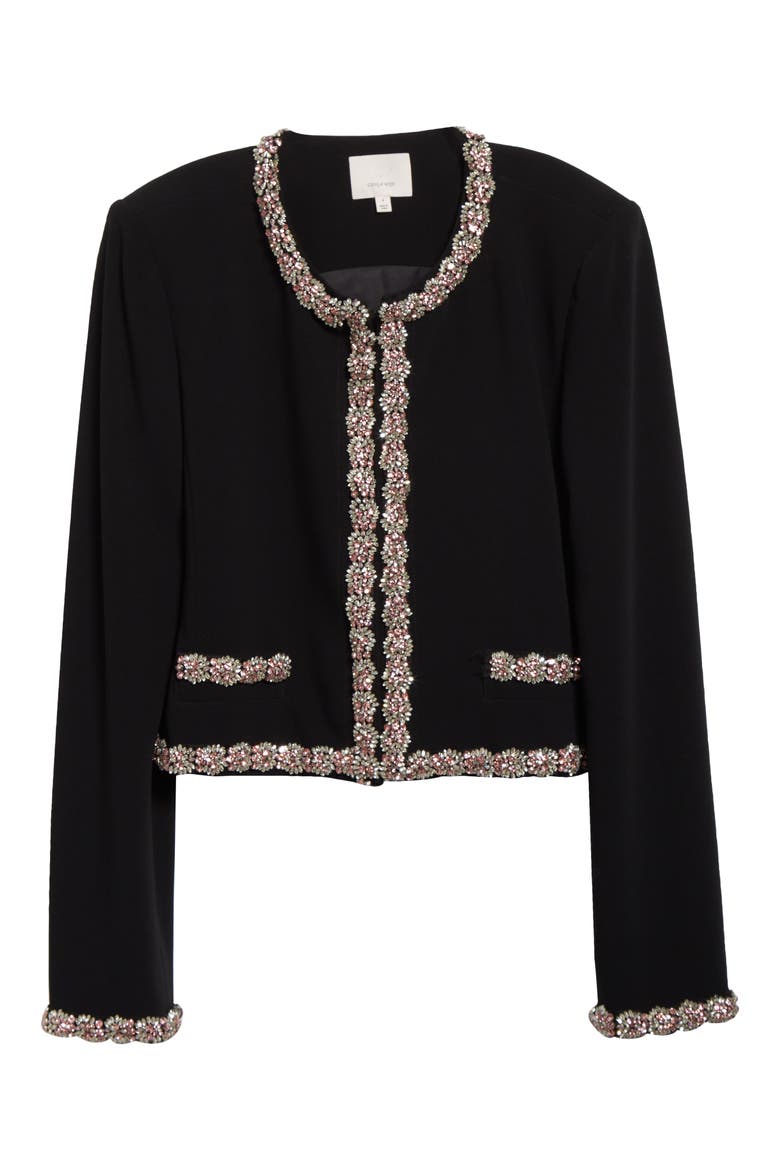 Penelope Crystal Embellished Jacket, Alternate, color, BLACK/ MULTI