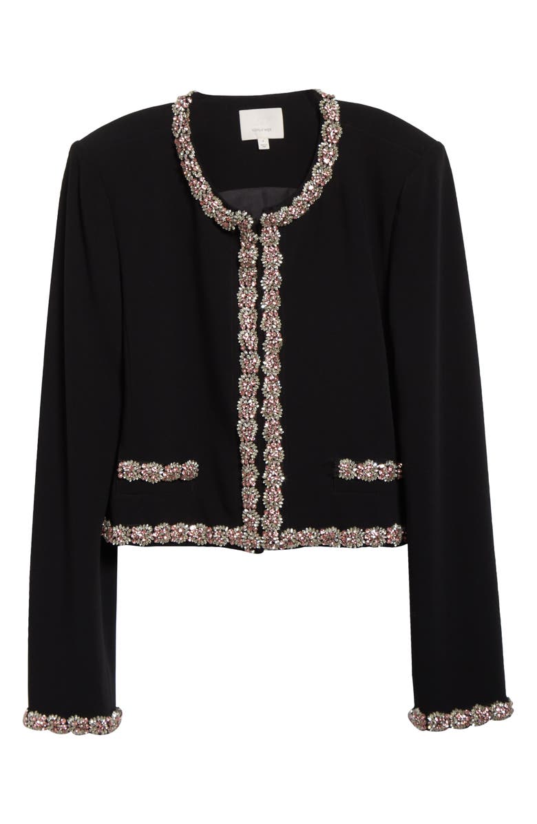 Cinq à Sept Penelope Crystal Embellished Jacket, Alternate, color, Black/ Multi