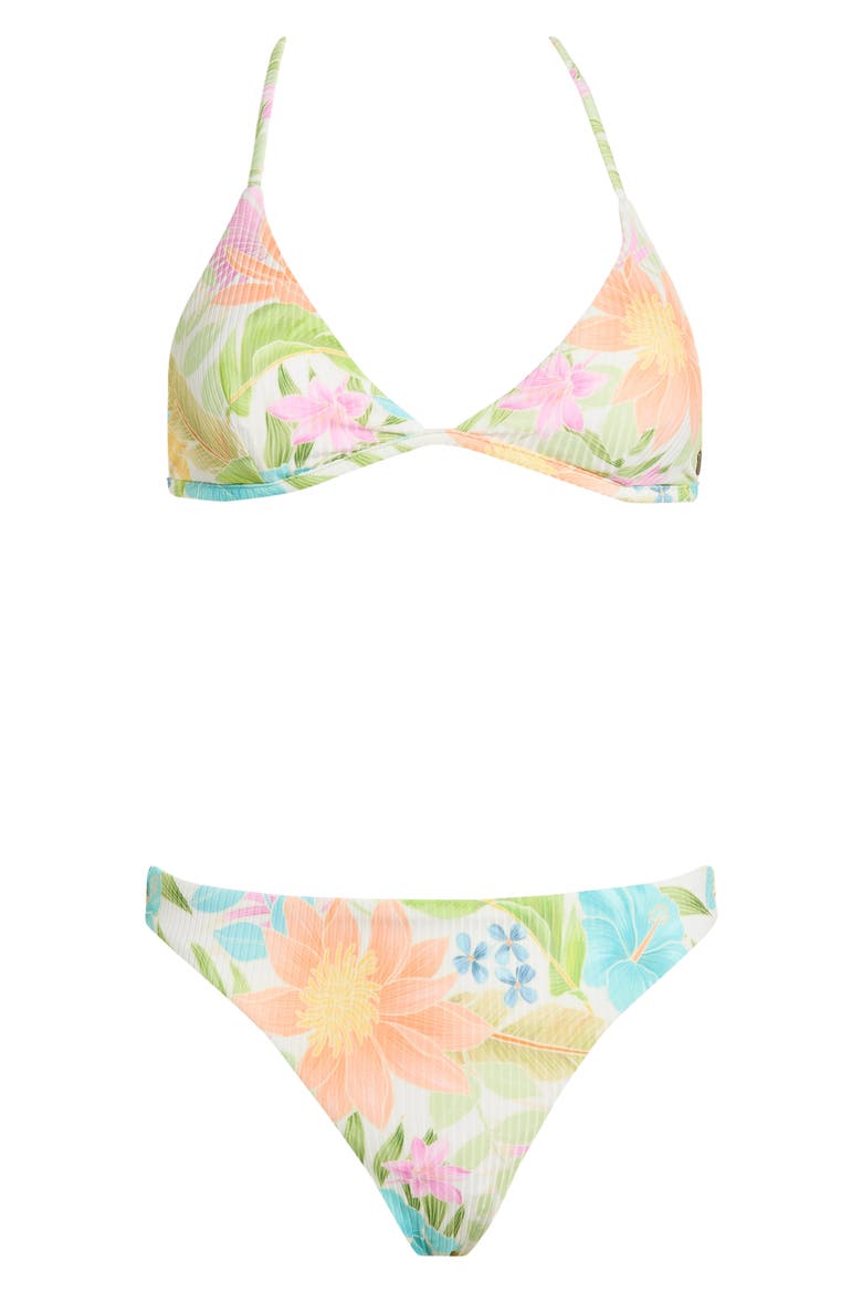 Catalina Island Floral Triangle Bikini Top, Alternate, color, GREEN MULTI