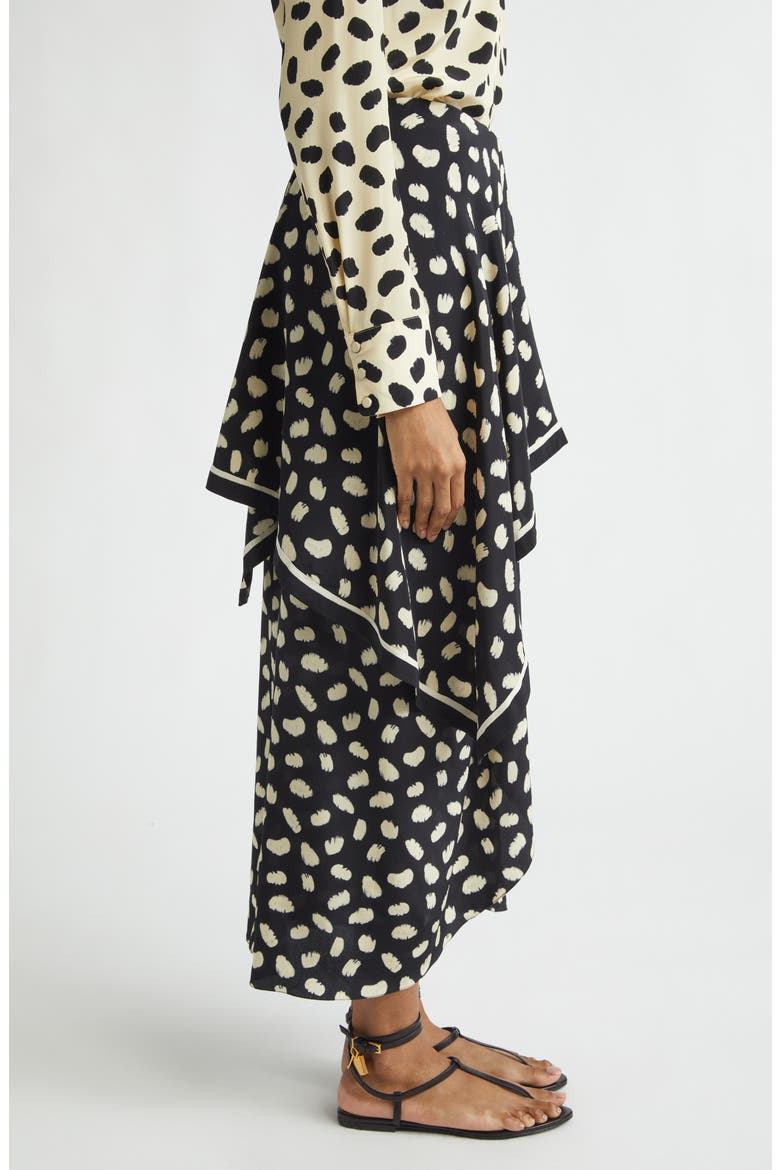 Captivation Print Silk Skirt, Alternate, color, BLACK / ECRU