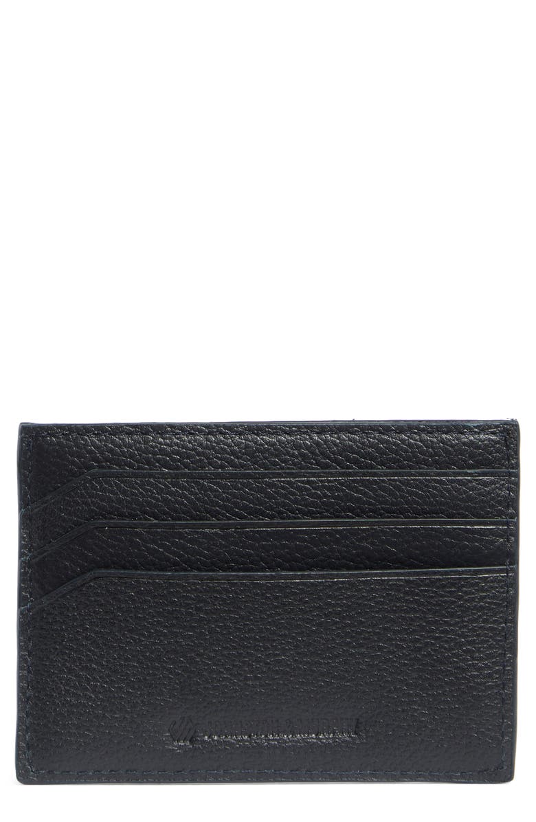 Johnston & Murphy Pebbled Leather Card Case, Main, color, Navy