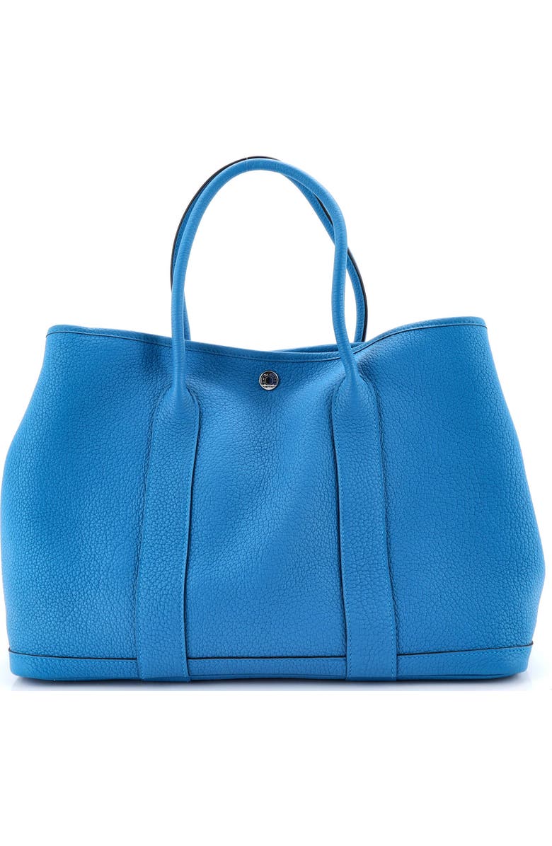 Pre-Owned Hermes Garden Party Tote Leather 36, Main, color, Bleu Zanzibar