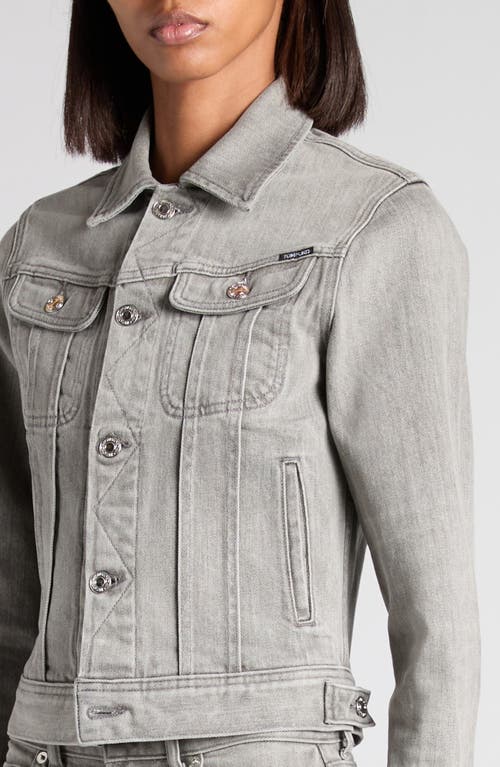 Tom Ford Stonewashed Comfort Denim Trucker Jacket In Gray