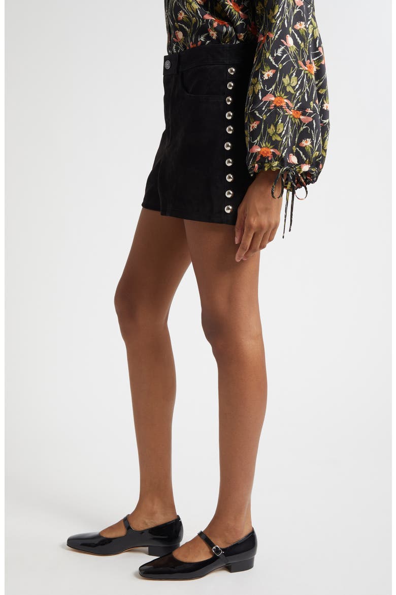 Studded Suede Shorts, Alternate, color, BLACK