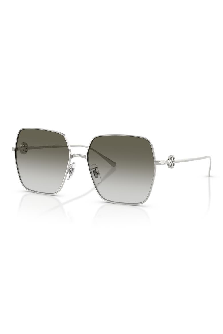 58mm Gradient Square Sunglasses, Alternate, color, SILVER / GREY GREEN GRADIENT