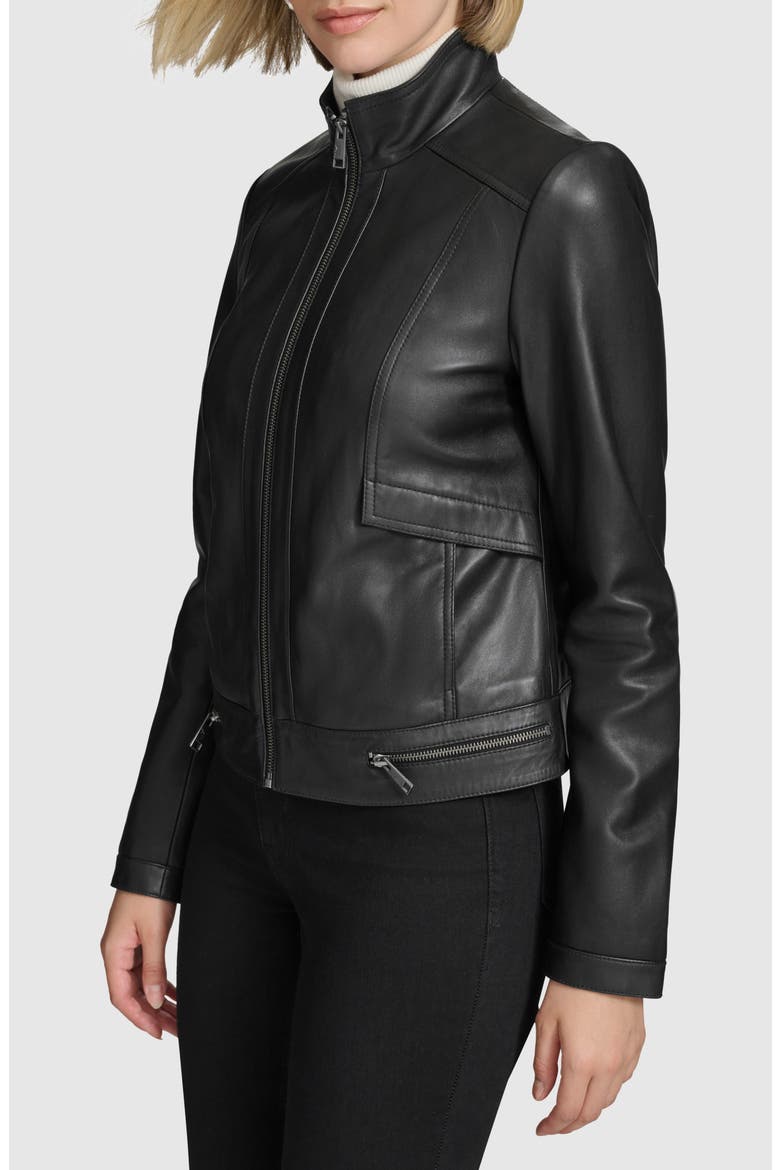 Rowan Leather Racer Jacket, Alternate, color, BLACK