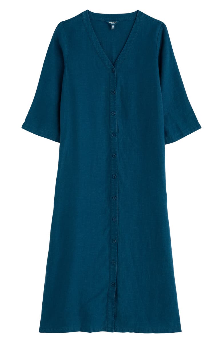 Seasalt Cornwall Word Posey Linen Button-Up Dress, Alternate, color,