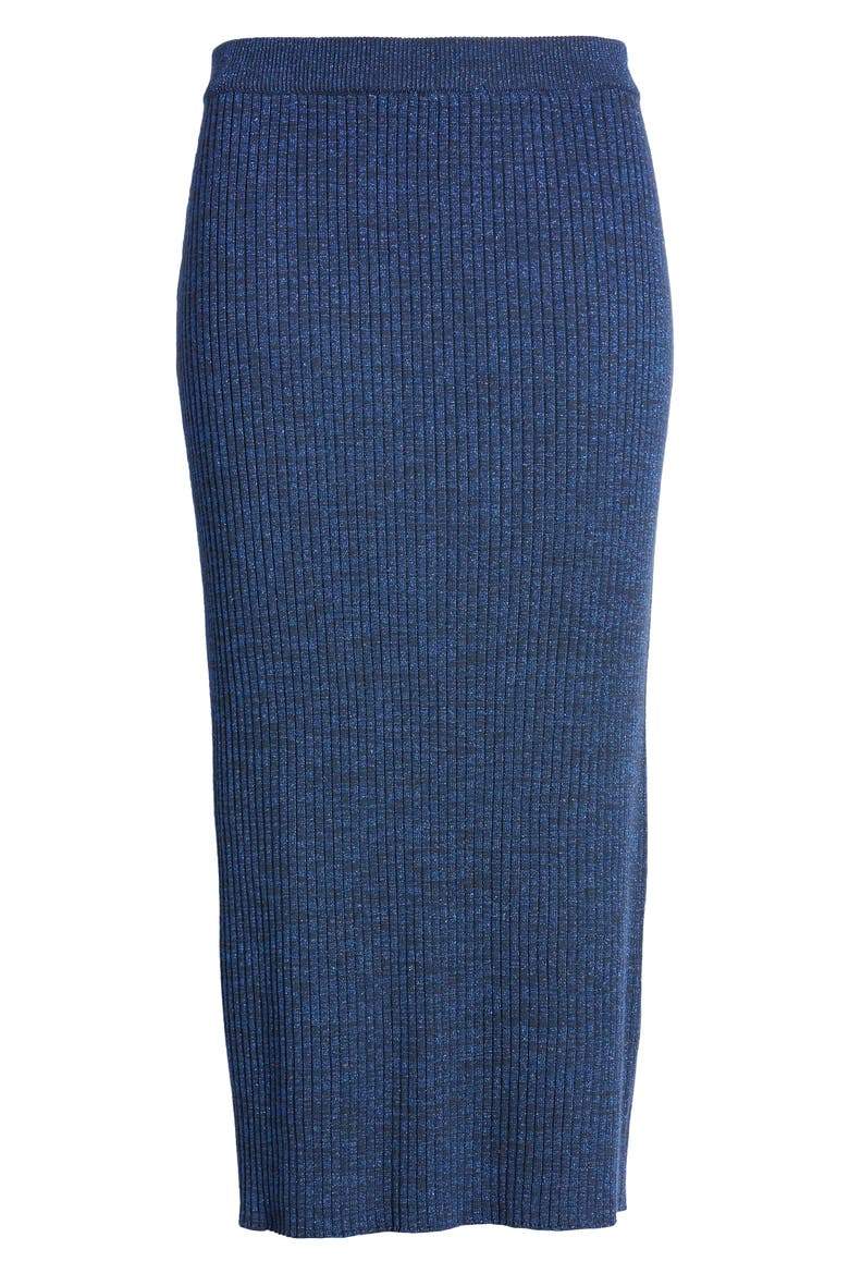 Sparkle Ribbed Sweater Skirt, Alternate, color, NAVY BLAZER