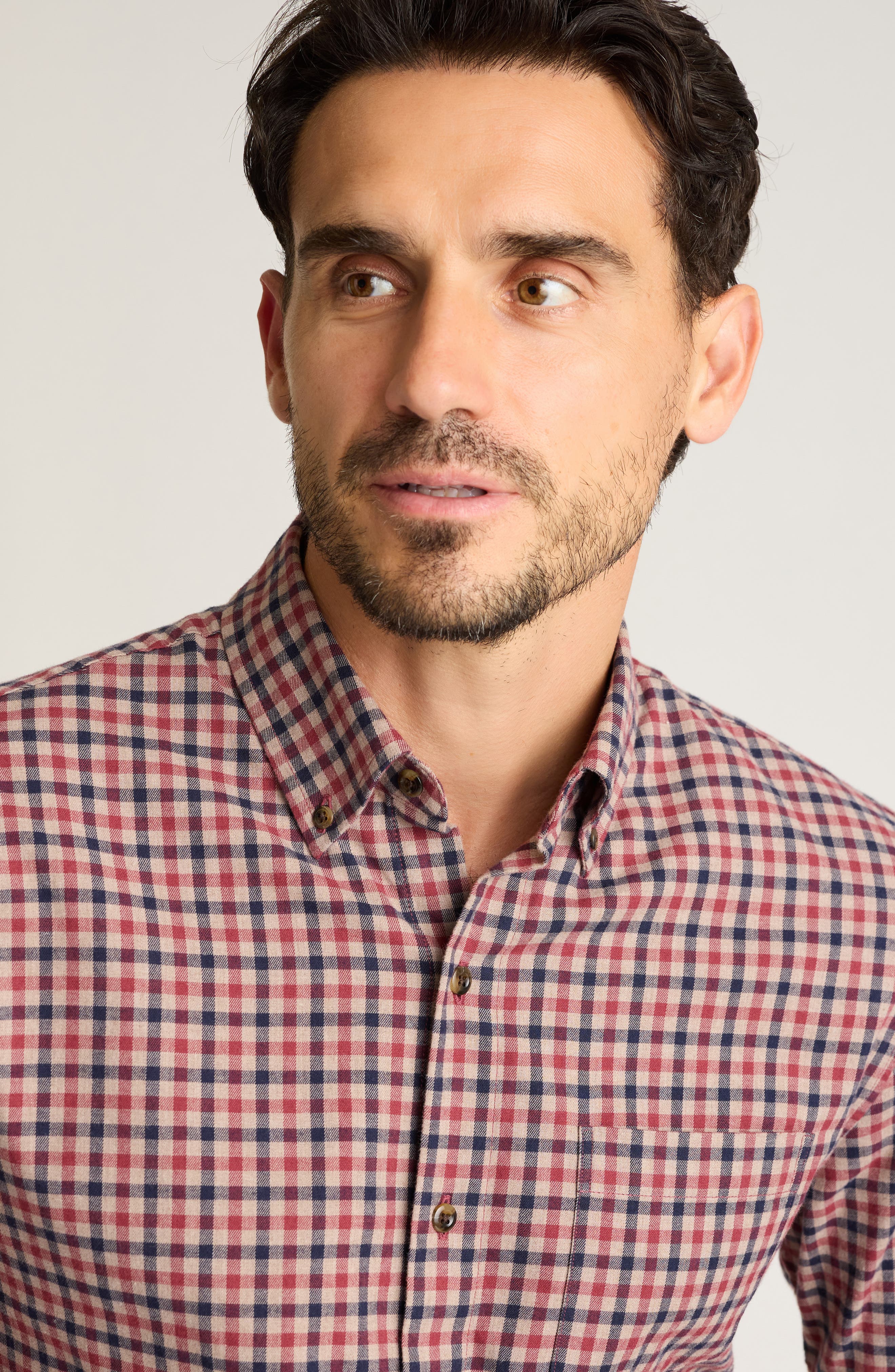 Everyday Gingham Check Lightweight Cotton Stretch Flannel Button-Down Shirt - image 2