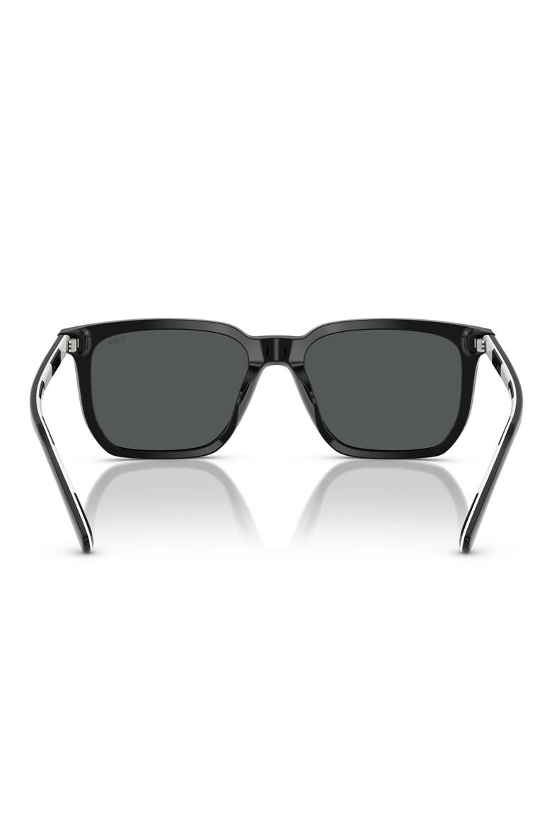 55mm Rectangular Sunglasses, Alternate, color, SHINY BLACK