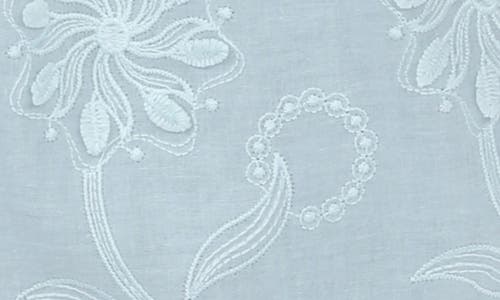 Rain And Rose Embroidered Cotton Shirt In Lt Blue