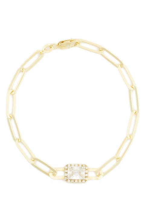Diamond Halo Paper Clip Chain Bracelet - 0.10ct.