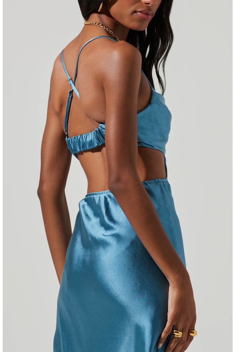 Colette Cutout Satin Slipdress, Alternate, color, SLATE BLUE