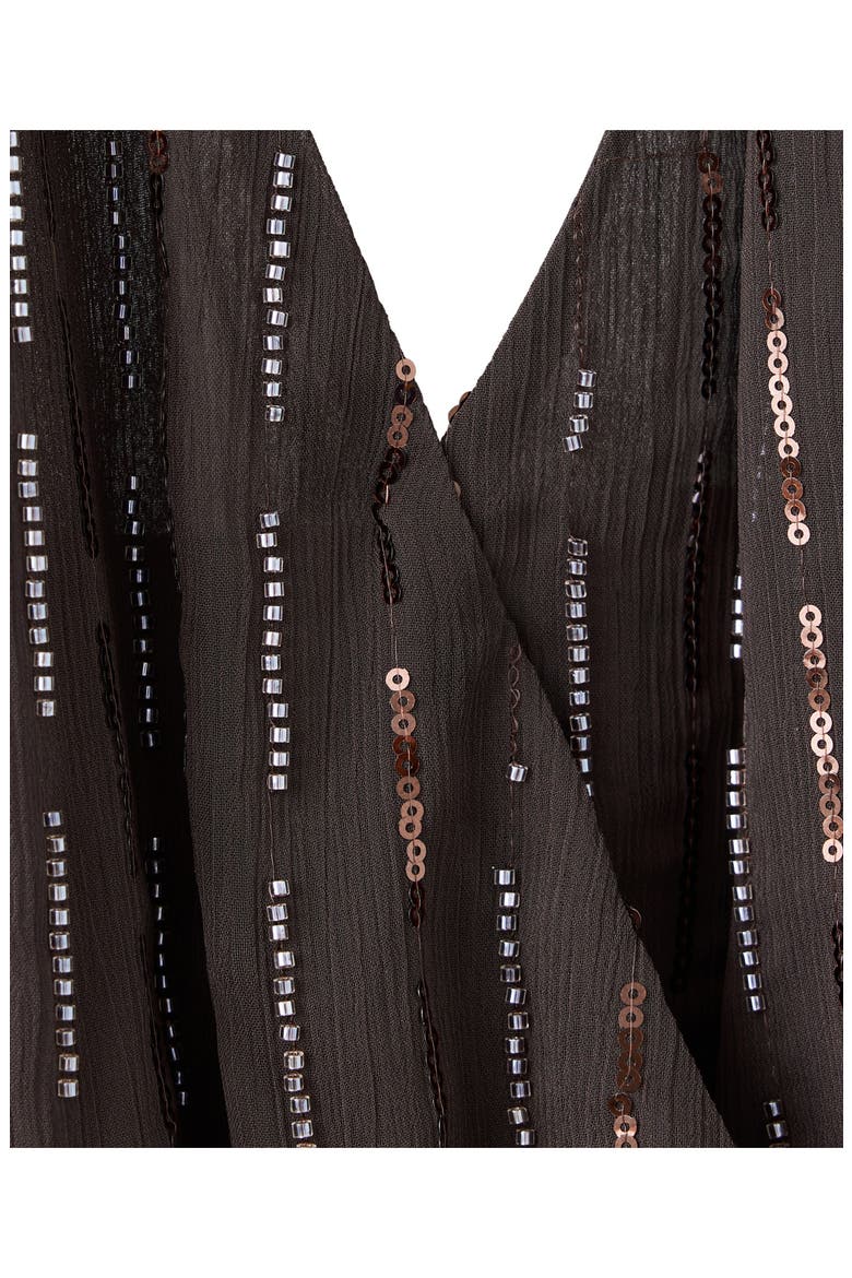 Sequined Open Back Bubble Hem Halter Top, Alternate, color, BROWN
