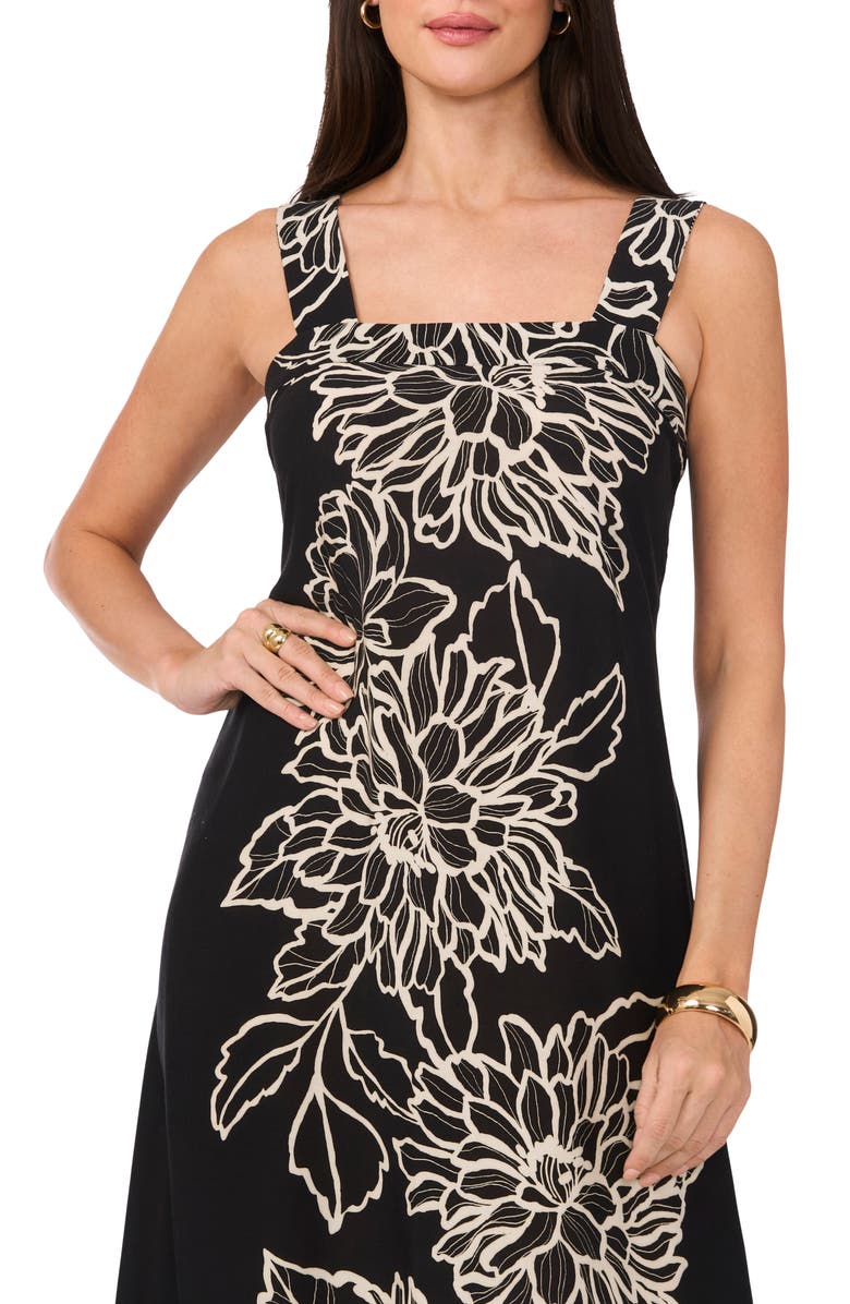 Vince Camuto Placed Floral Midi Dress, Alternate, color, 