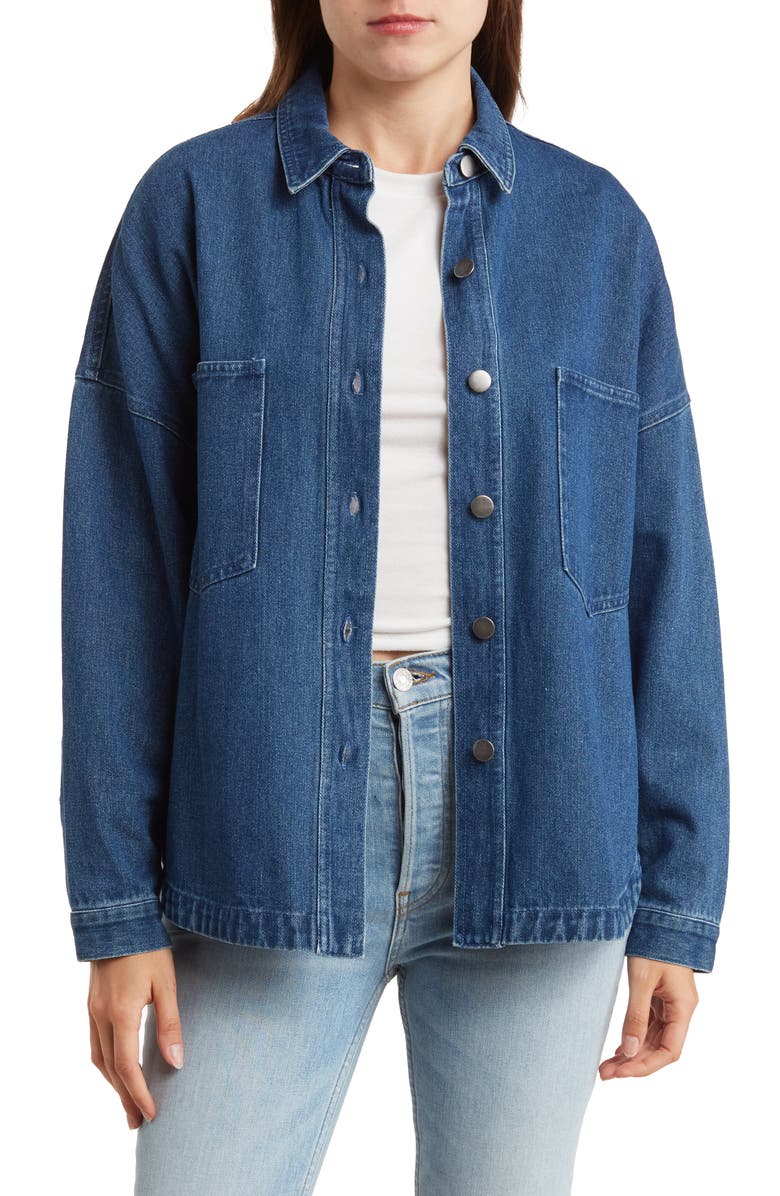 Blu Pepper Denim Shirt Jacket, Main, color, 