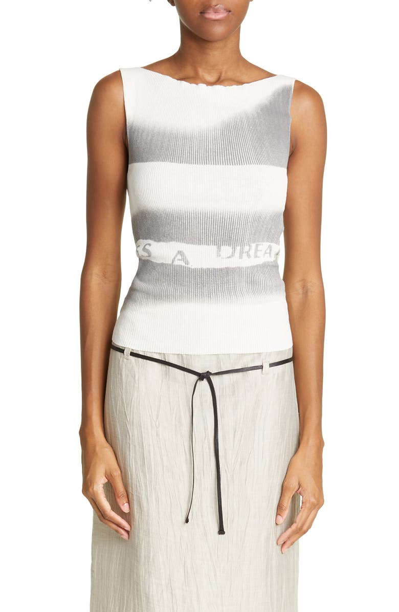 Paloma Wool Violet Sleeveless Stripe Bateau Neck Organic Cotton Rib Top, Main, color,