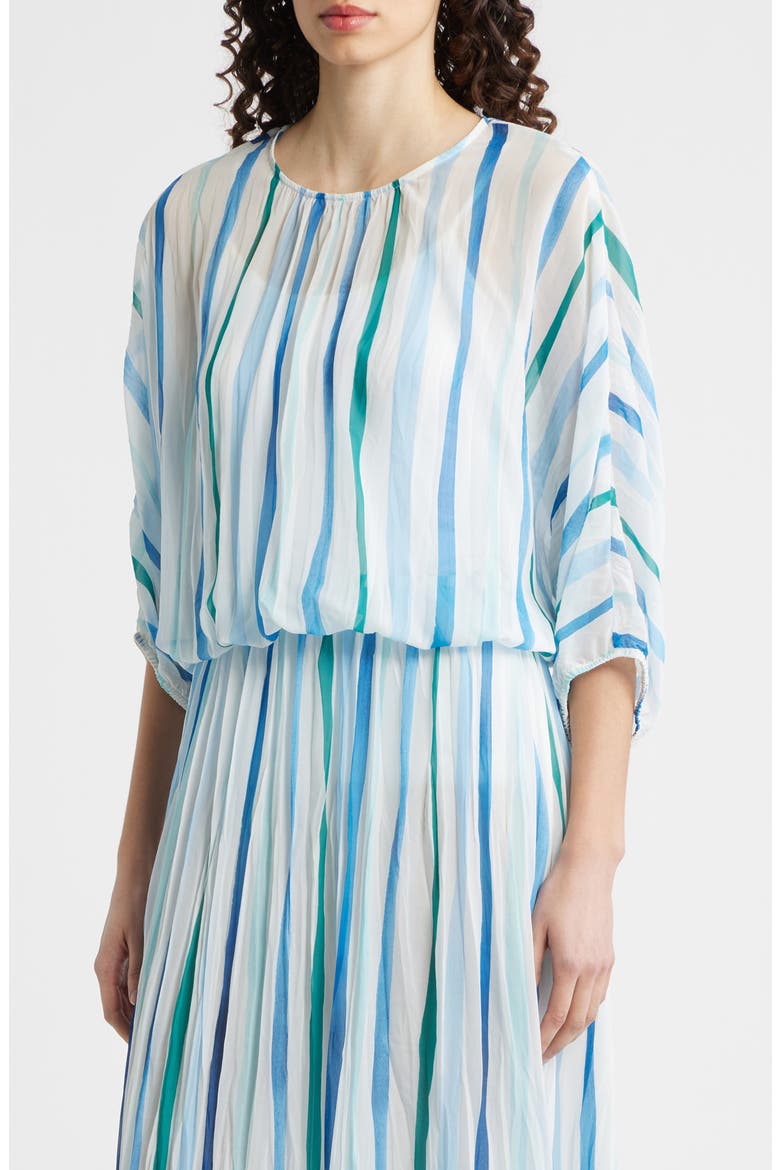 Stripe Pleated Dolman Sleeve Top, Main, color, SEA GLASS BRUSH STROKE
