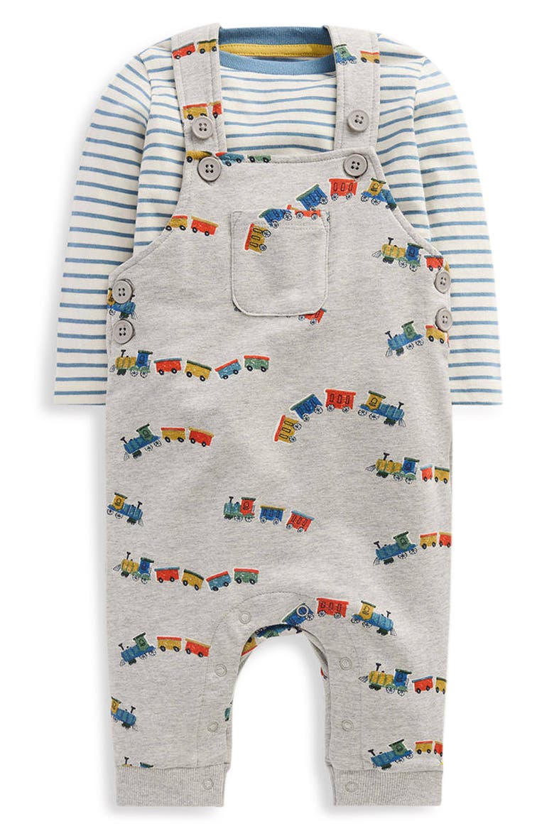 Kids' Jersey Dungaree Set, Main, color, GREY MARL TRAINS