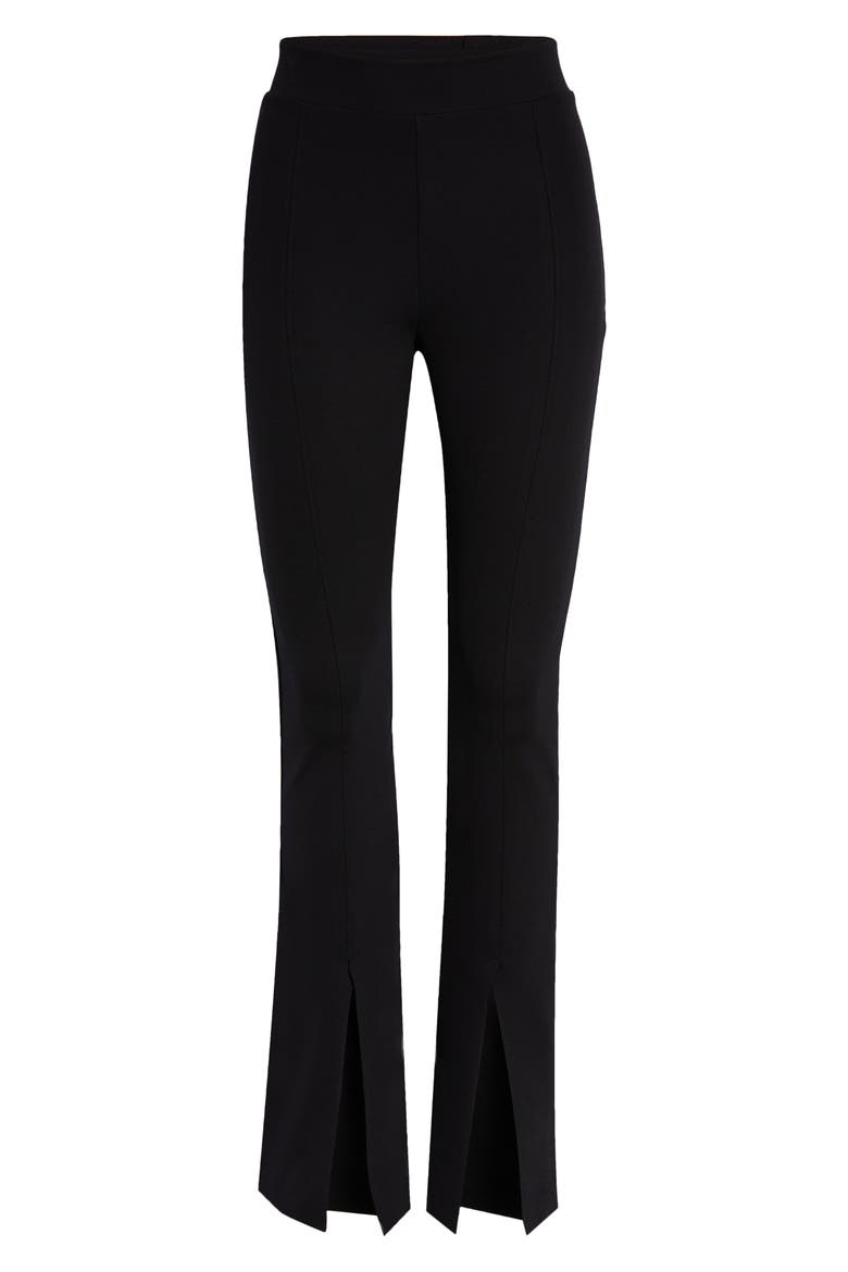 Neoprene Split Front Pants, Alternate, color, BLACK