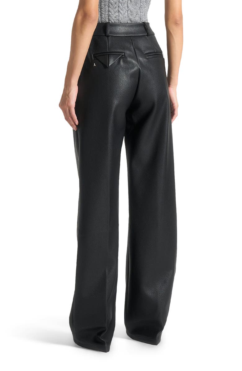 Manière De Voir Olivia Pebbled Leather Pleated Stacked Trousers, Alternate, color, Black