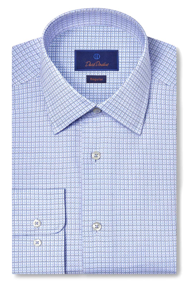 Regular Fit Textured Dobby Check Dress Shirt, Main, color, SKY
