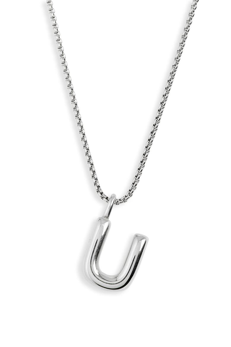 Waterproof Bubble Initial Pendant Necklace, Alternate, color, U- SILVER