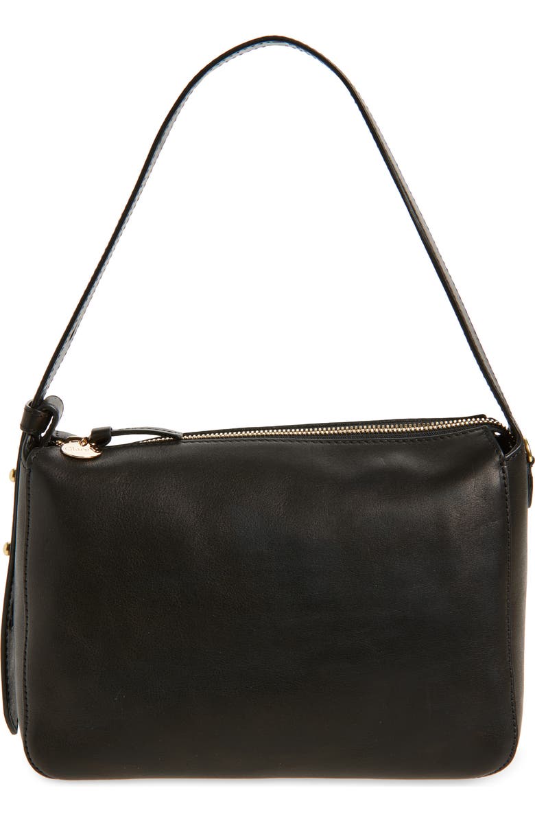 Clare V. Fleurine Leather Shoulder Bag, Main, color, Black