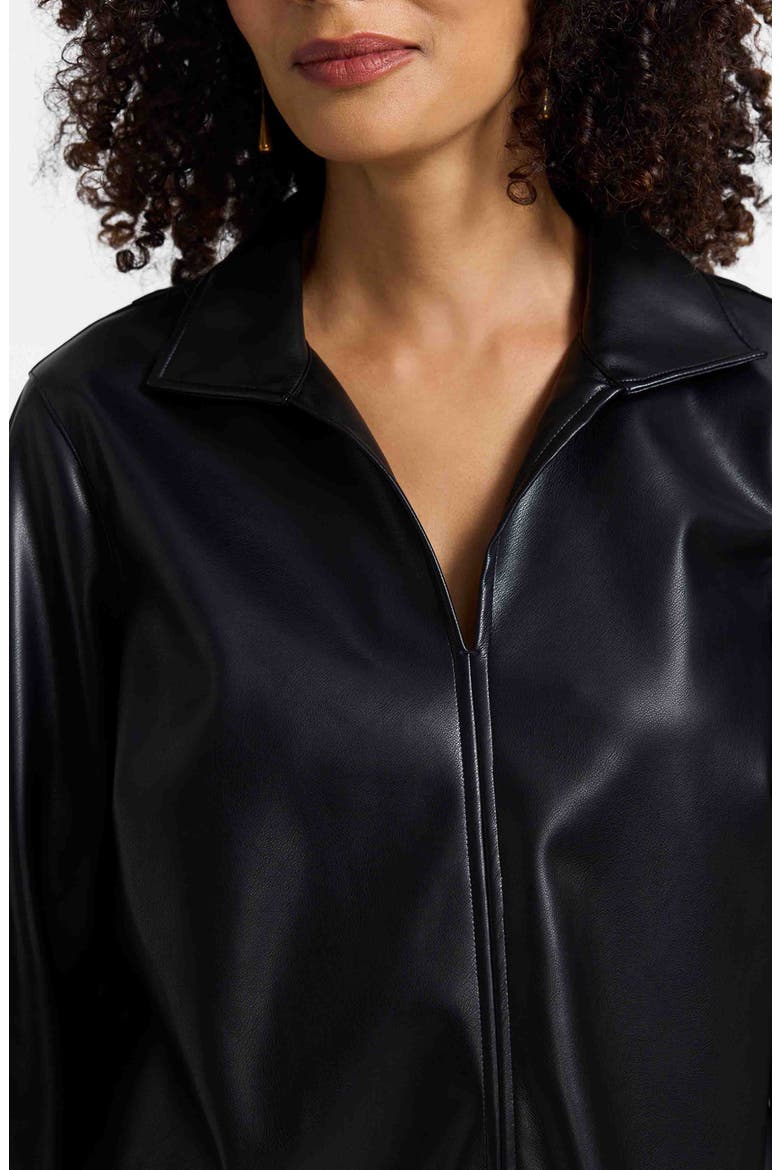 Agnes Faux Leather Long Sleeve Popover Top, Alternate, color, BLACK