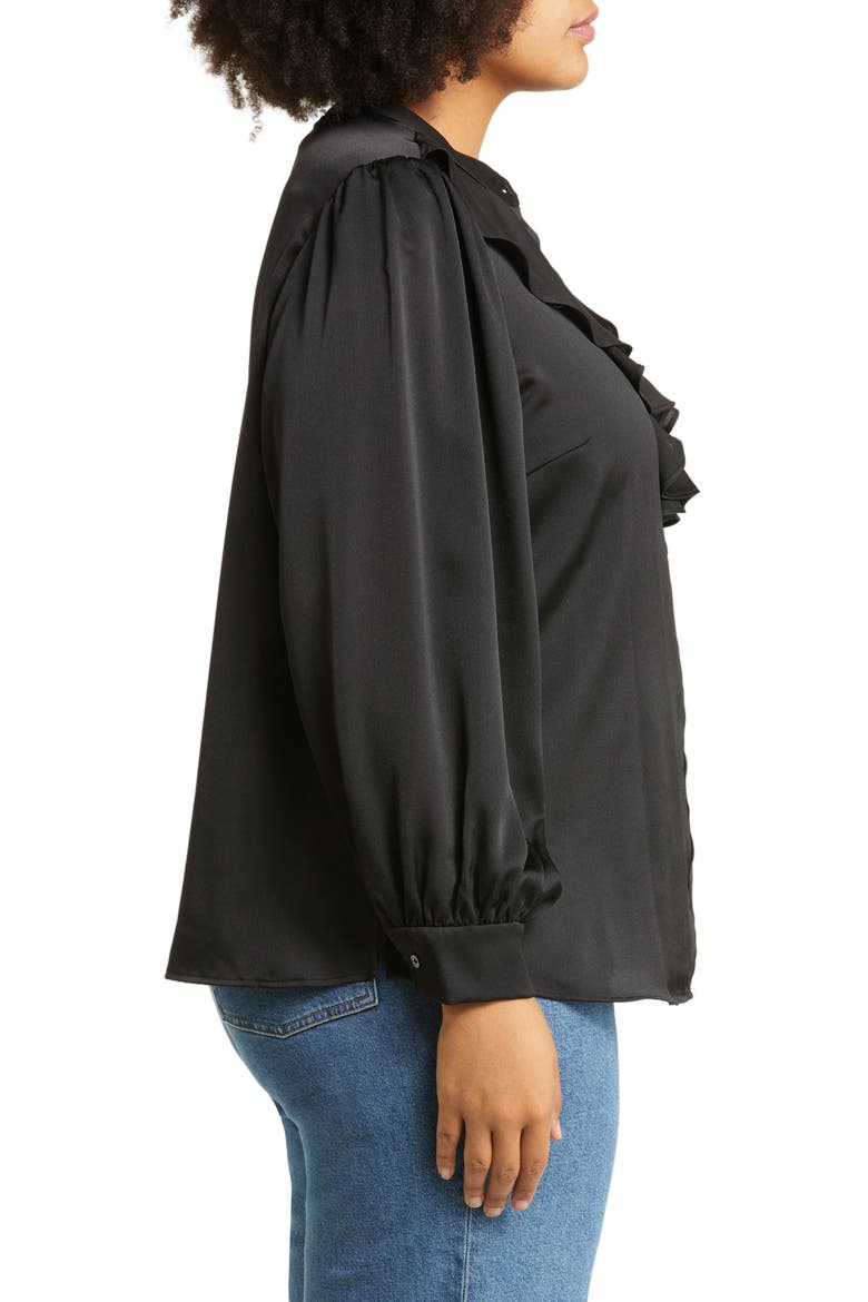 Ruffle Front Blouse, Alternate, color, RICH BLACK