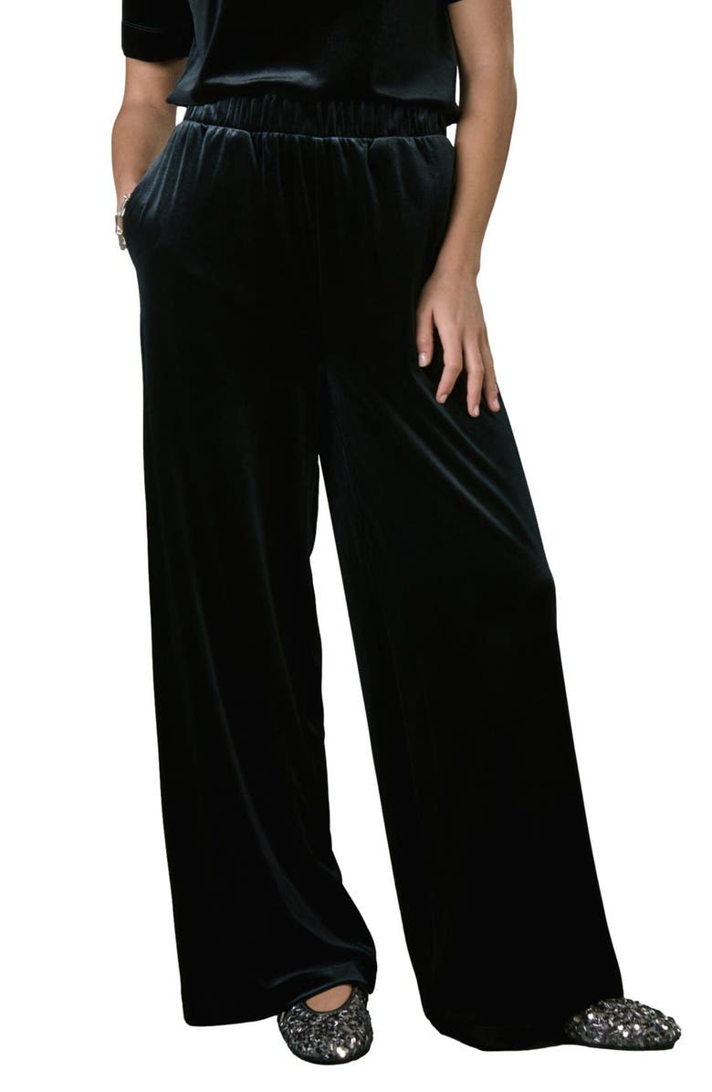NEXT Velvet Wide Leg Pants, Main, color, Black