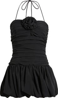 Lucy Paris Faye Rosette Ruched Halter Minidress
