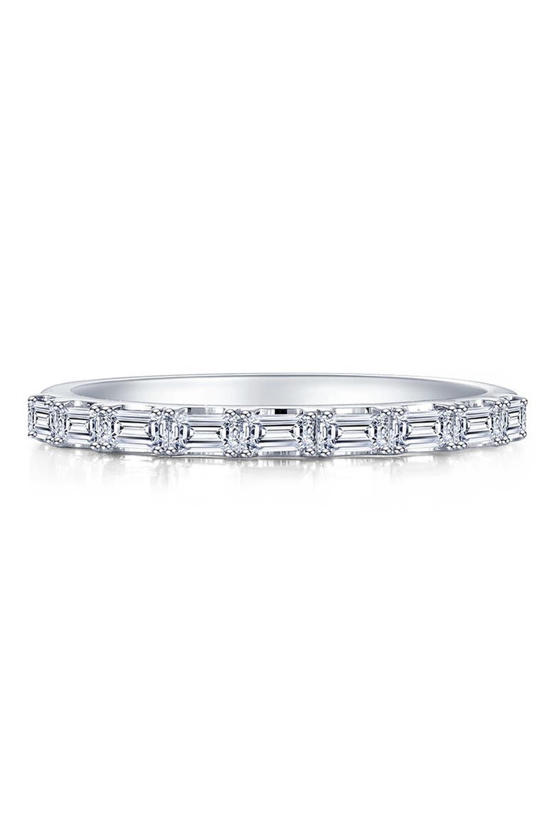Baguette Cut Simulated Diamond Stacking Ring, Main, color, SILVER