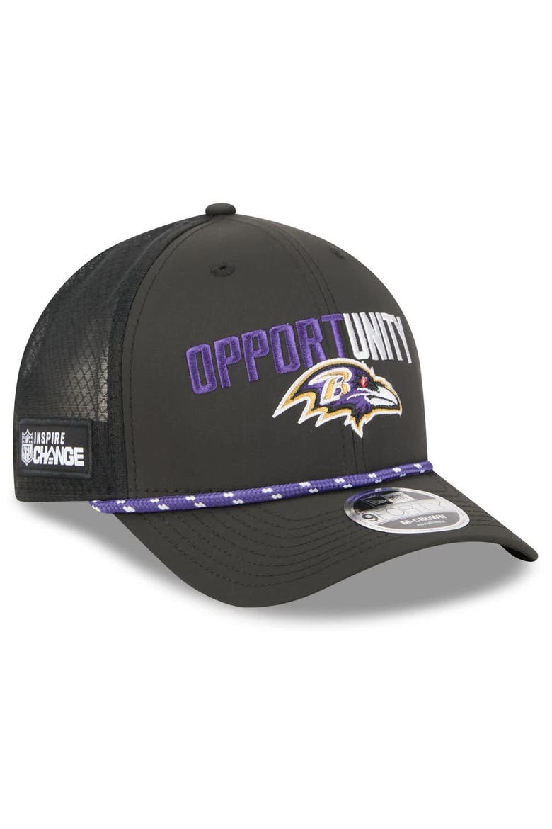 Men's New Era Black Baltimore Ravens 2025 Inspire Change 9FORTY M-Crown Adjustable Hat, Main, color, Black