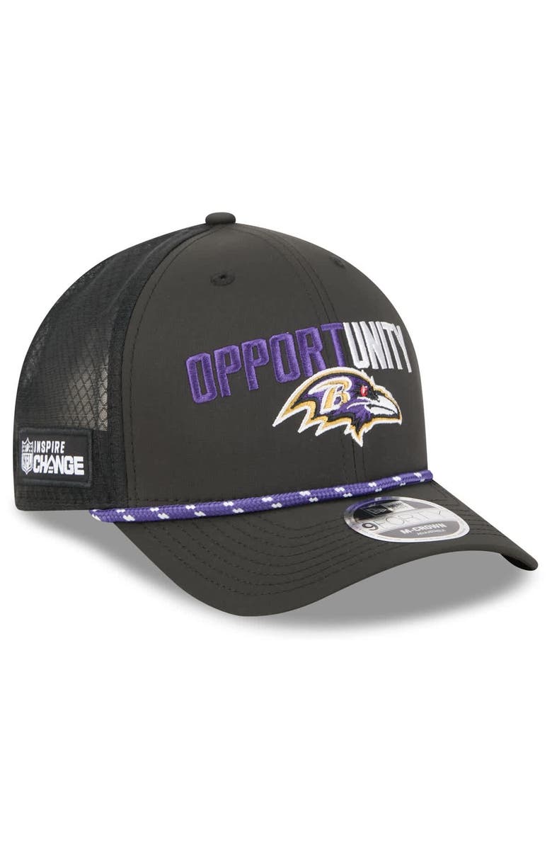 New Era Men's New Era Black Baltimore Ravens 2025 Inspire Change 9FORTY M-Crown Adjustable Hat, Main, color, Black