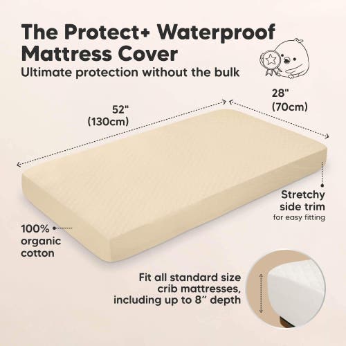 Keababies 2-pack Mavy Protect+ Waterproof Crib Mattress Protector In Khaki