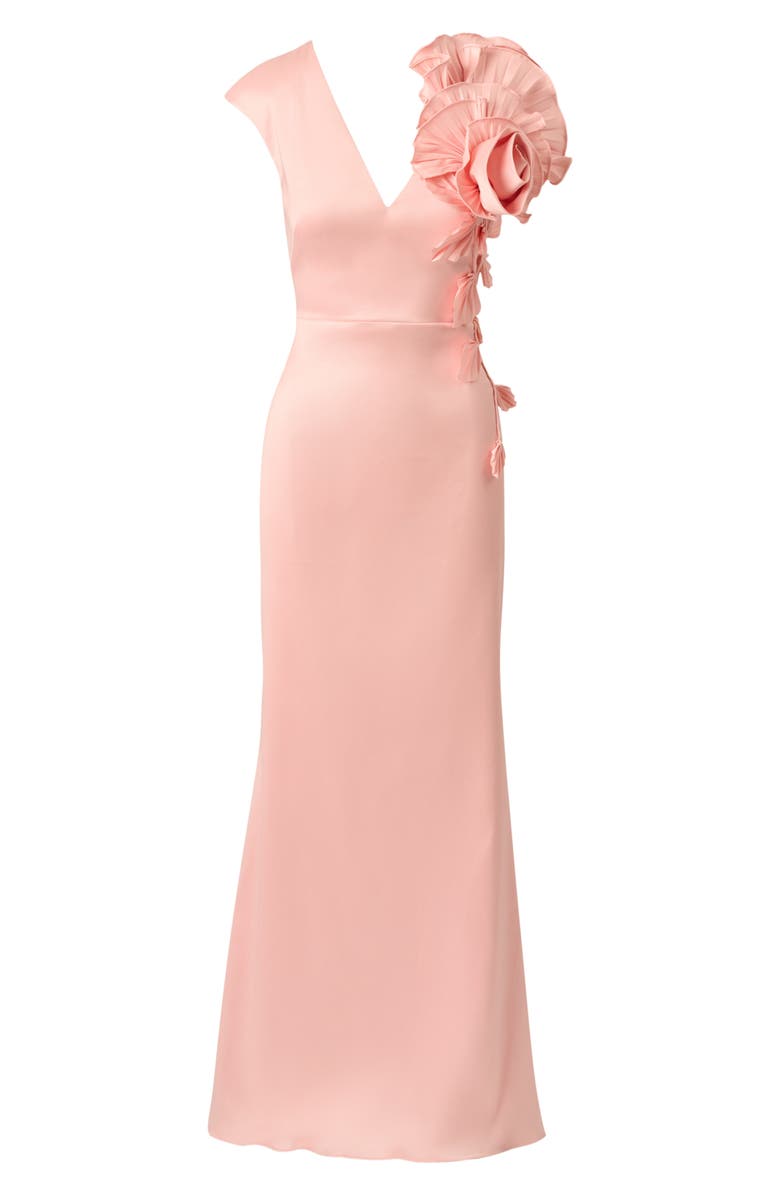 Aidan Mattox Stretch Mikado 3D Flower Gown, Alternate, color, 