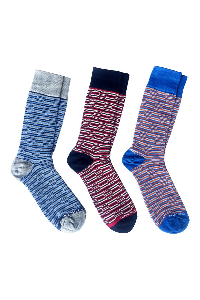 Assorted 3-Pack Crew Socks, Main, color, BLACK/ BLUE ASSORTED