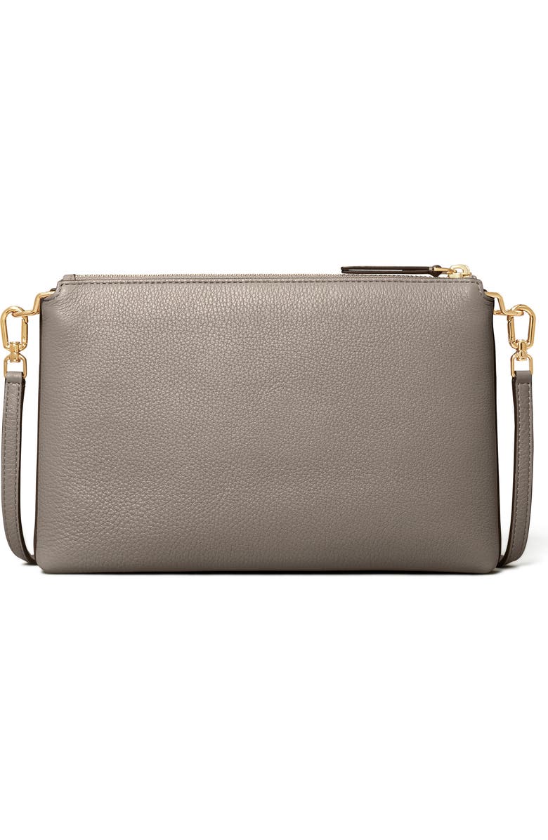 Tory Burch Mercer Pebbled Zip Crossbody Bag, Alternate, color, Gray Heron